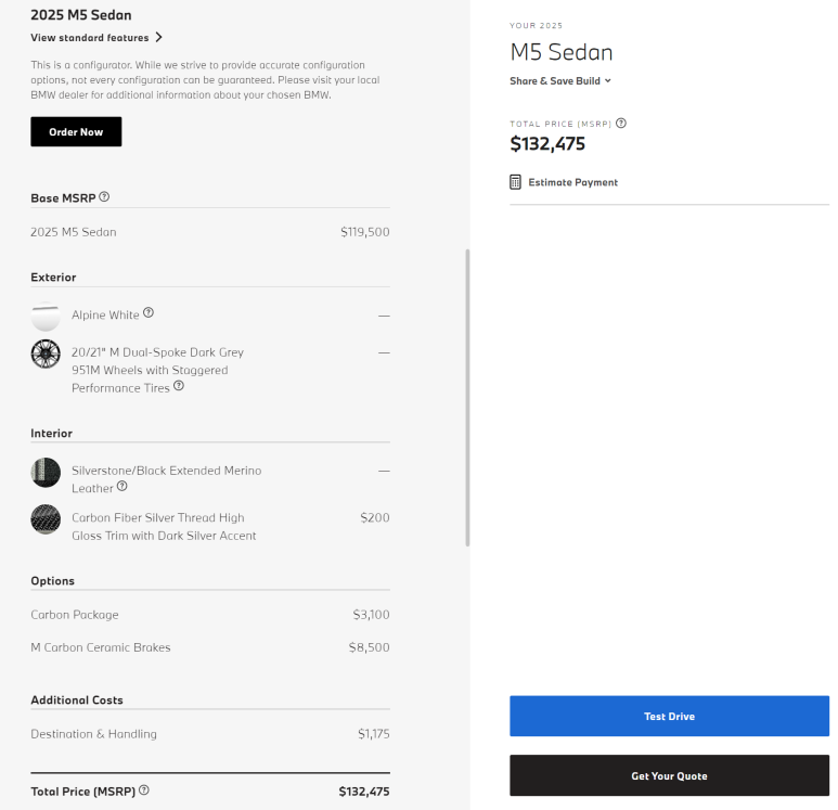 bmw m5 m 세단 투어링 카본 파츠 퍼포먼스 패키지 옵션 디자인 출시 괴물